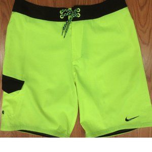 NIKE DRI-FIT UNLINED SWIM SHORTS POLY/SPANDEX NEON YELLOW & BLACK Sz 30
